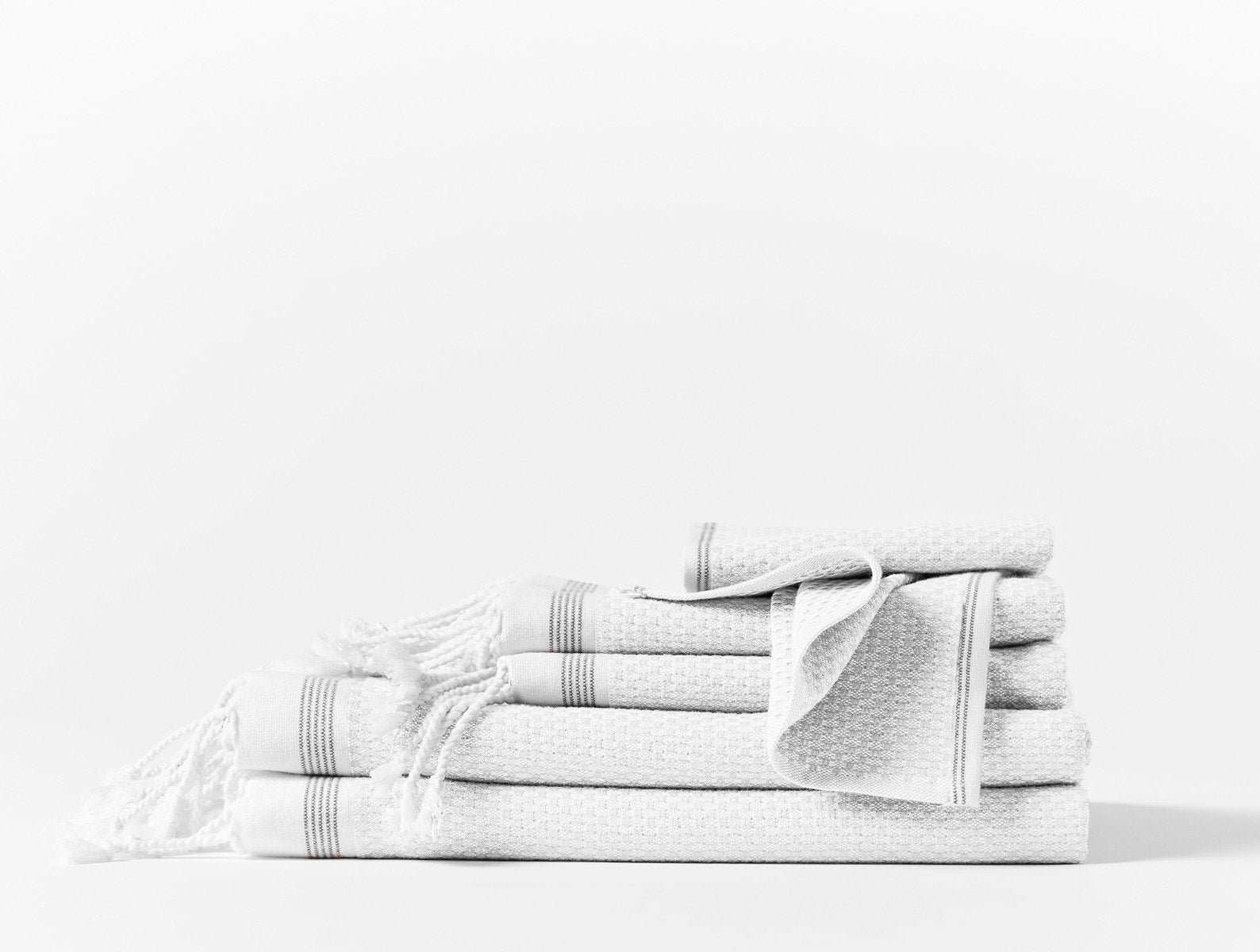Mediterranean Organic Towel Set, Alpine White/Slate, Washcloth - 1 Pack