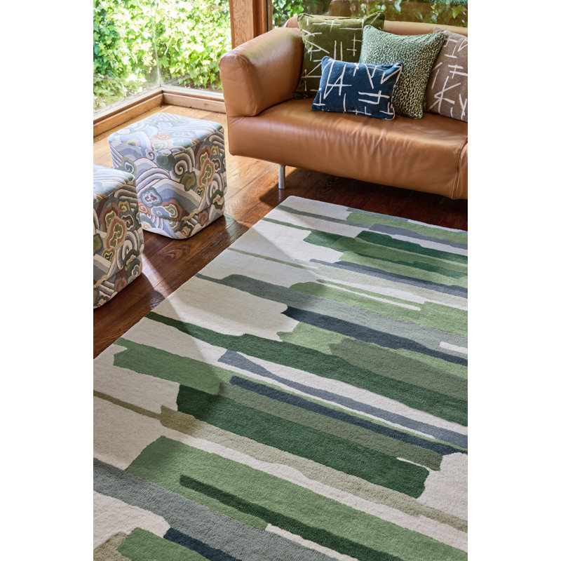 Zeal Handmade Wool Abstract Area Rug, Forest, Rectangle 4'7 x 6'7
