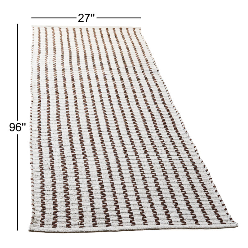 Tapis en coton à chevrons tissé à la main, Tapis de couloir 2 pi 3 po x 8 pi