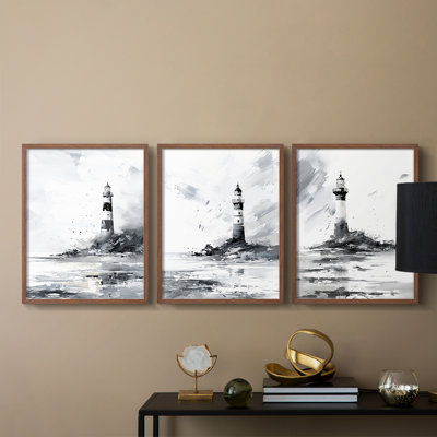 Série Sea and Shore Cxxxiv -Set de 3 estampes numériques giclées -Prêt à accrocher