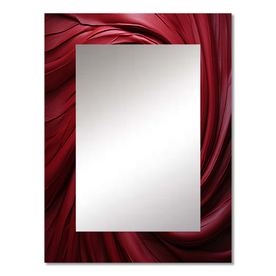 Red Winding Wonder - Abstract Spirals Large Mirror, Modern Decorative Wall Mirror, Printed Metal Art