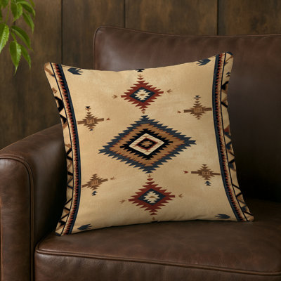 Coussin décoratif intérieur et extérieur d'inspiration rustique en cuir style cow-boy Southwestern