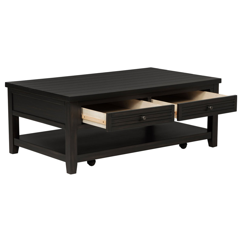 Sutter Distressed Java 2-Drawer Rectangular Coffee Table