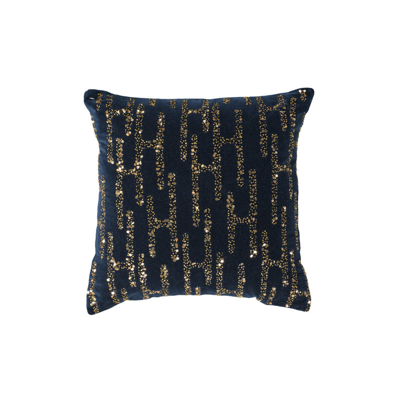 Coussin 100% coton, Alternative au duvet, Bleu foncé / Doré