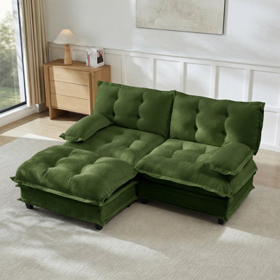 77" Chenille Upholstered Comfy Cloud Modular Sectional Sofa with a Movable Ottoman
