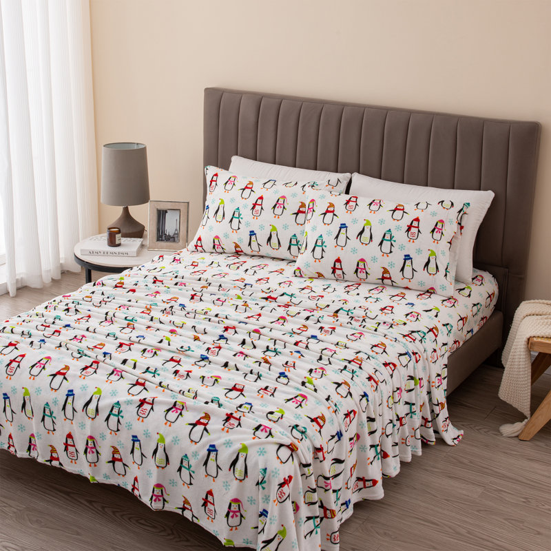 Ensembles de draps en velours ultra doux, Jumeau, Pingouins