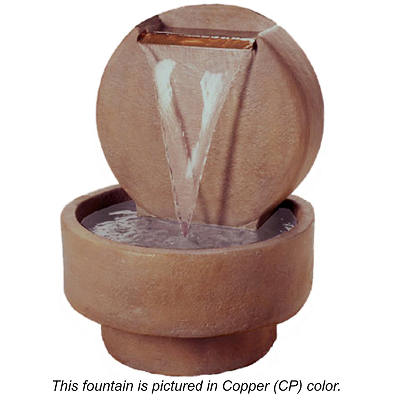 Circular Water Wall Cast Stone Fountain, Chestnut
