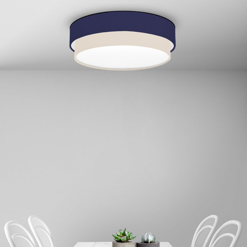 Avory Flush Mount, Navy Blue / Ecru