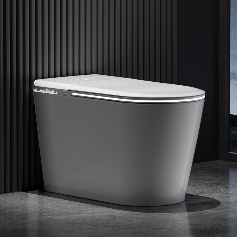 CRESTLE Premium Smart Toilet with Bidet, Foam Shield, Auto Open/Close Lid, Elongated Heated Seat, Powerful Auto/Backup Flush, UV Sterilization, Night Light, Tankless, Remote Control