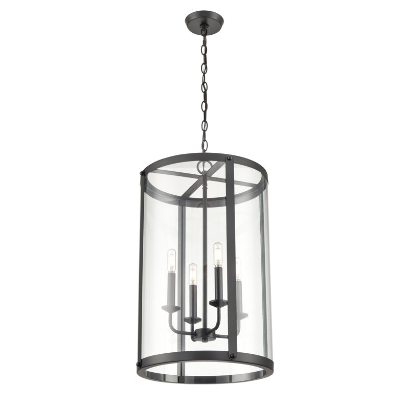 Luminaire suspendu cylindrique à 4 lumières Kambria, Noir mat