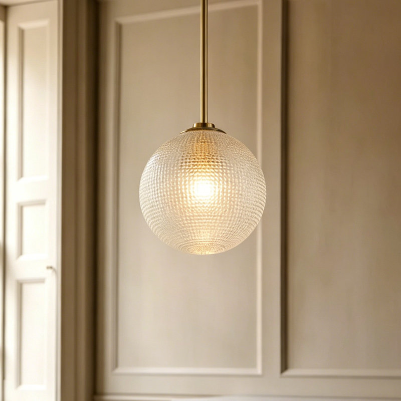 Luminaire suspendu sphère 1 lumière Brunswick, Doré, H 74 po x l 13,8 po x P 13,8 po
