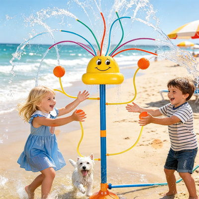 Smiley Face Dancing Water Sprinkler with Wiggle Tubes – Backyard Summer Spray Toy for Kids Ages 3-8