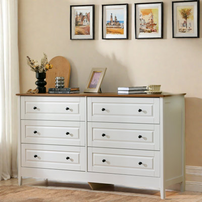 Commode avec 6 tiroirs et poignées en métal