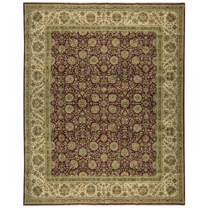Tapis rouge et or de haute qualité noué à la main