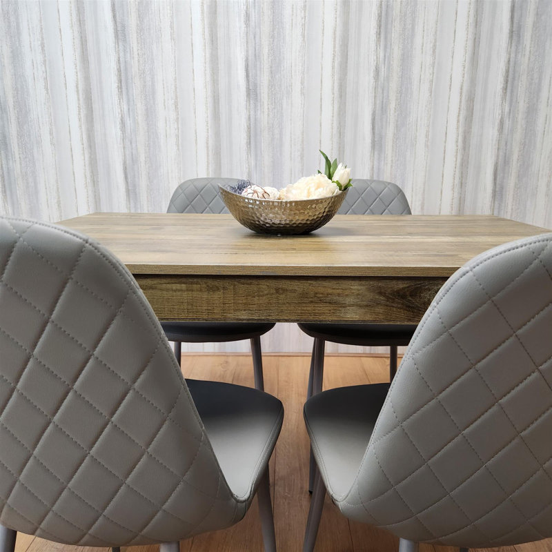 Aghaboy 4 - Person Dining Set, Natural, Grey, 75cm H x 117cm W x 77cm D