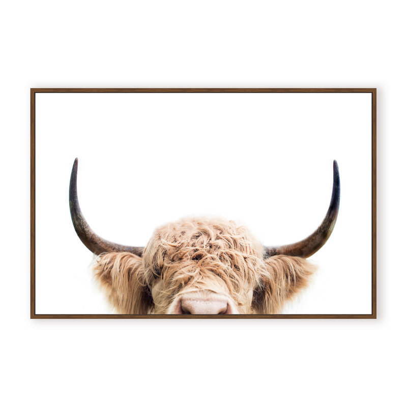 Nature Inspired Peeking Cow by  - Picture Frame Photograph on Paper, 32" H x 48" W x 1.125" D, Framed Print, Brown
