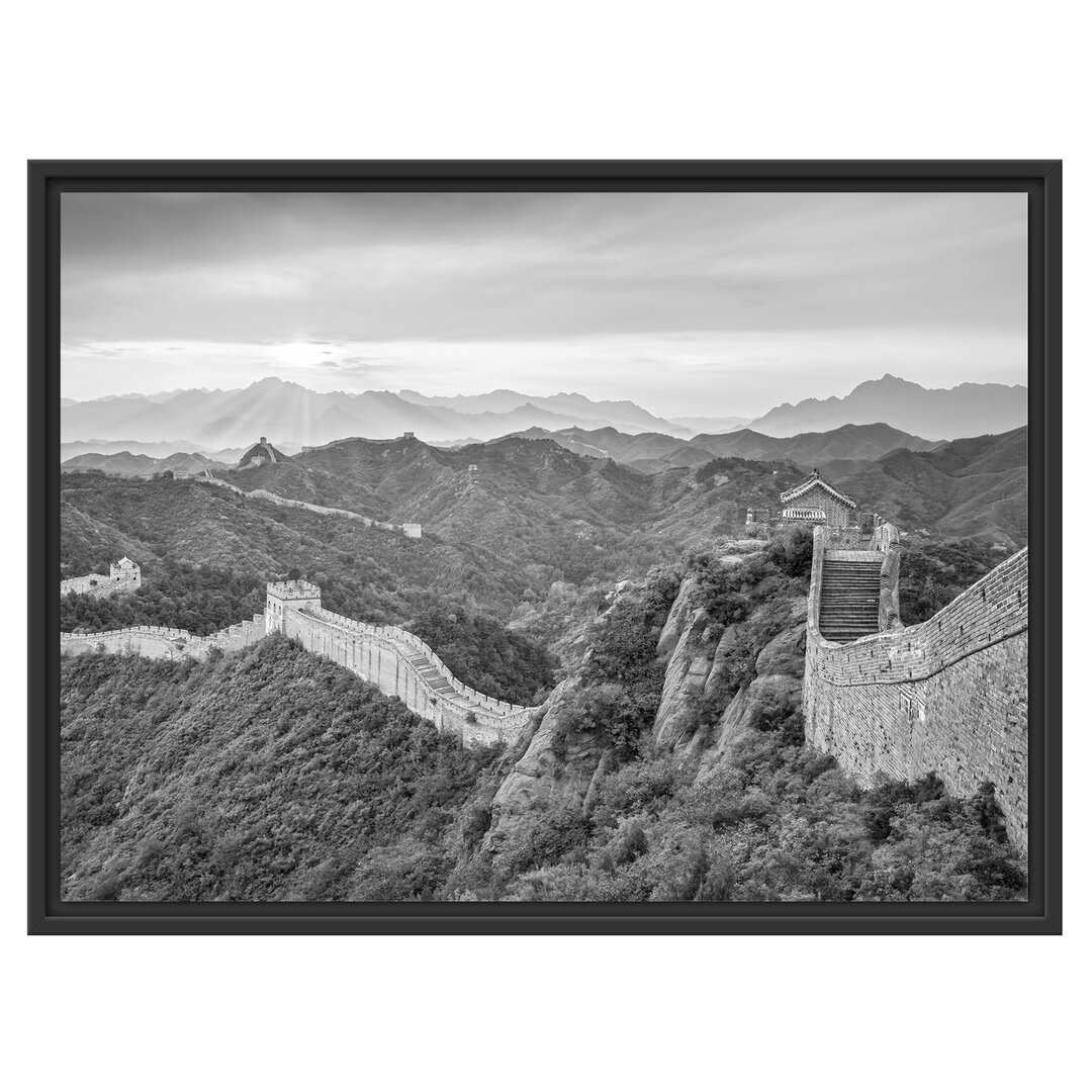 Gerahmtes Wandbild Chinesische Mauer Kunst B&W