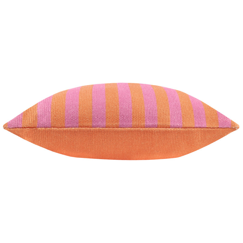 Deck Stripe Indoor / Outdoor Striped Square Cushion, Polyester, Orange/Pink