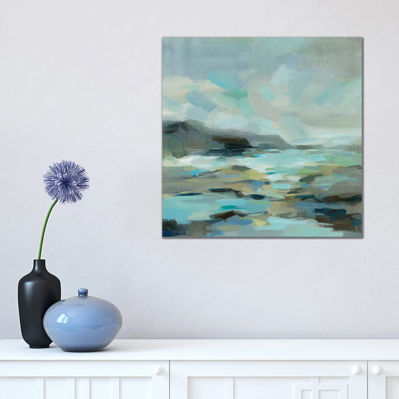 «Blue Lagoon» par Silvia Vassileva - reproduction d'art, Pas de tapis, H 18 po x l 18 po x 1,5 po, Toile tendue