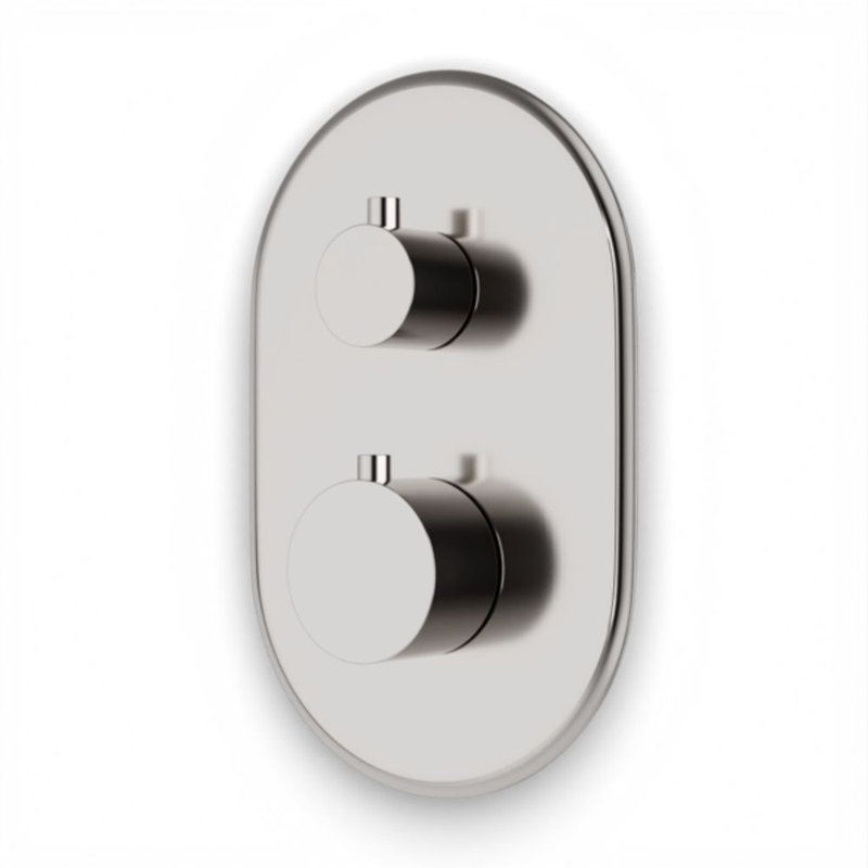 Thermostat classique avec inverseur à 3 voies et garniture de position d'arrêt, Nickel poli