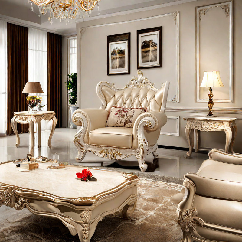 Fauteuil capitonné de 50,3 po de largeur European Country Luxury Chair