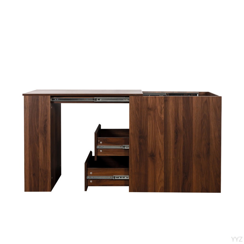 Bureau d'ordinateur avec tiroirs, rangement de coin de bureau moderne avec table extensible, bureau d'écriture bureau pour la maison, bureau