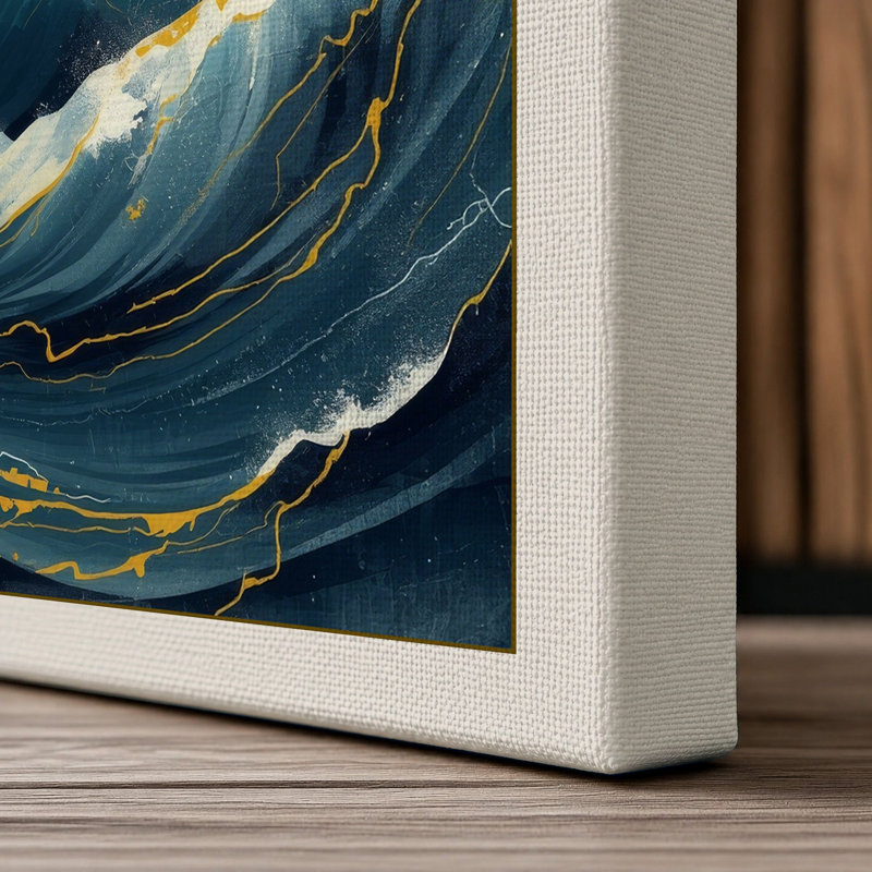 Turbulent Seas Coastal - Wrapped Canvas, 18x12 - 45.7 x 30.5 cm, Cream Border