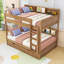 Lit superposé élégant en bois avec tablettes de rangement intégrées et lit gigogne escamotable-1252039101-1252039097