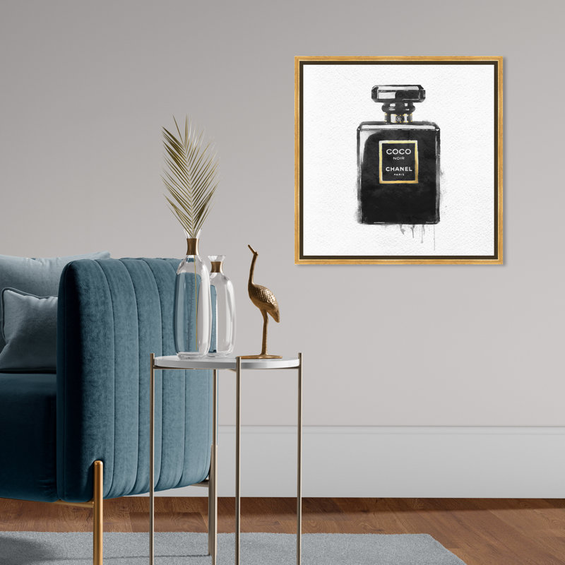 Noir II - peinture sur toile, H 12 po x l 12 po, Cadre doré