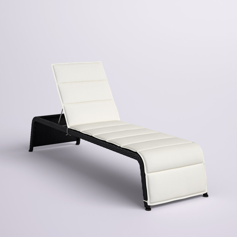Chaise longue inclinable avec coussin Luciana, Blanc