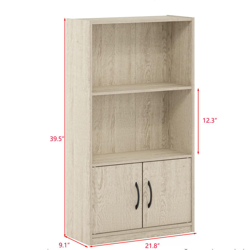 Storage Bookcase, (2 Shelves) 40" H x 22" W x 9" D, Oak