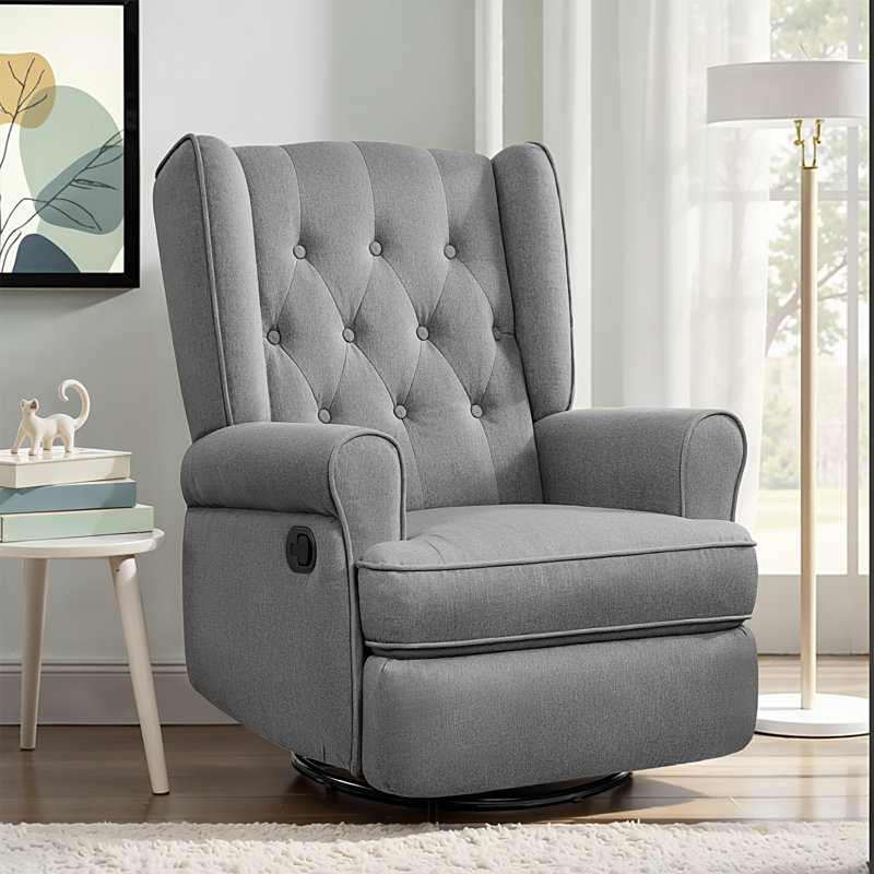 Fauteuil inclinable manuel oscillant avec repose-pieds Venancia, Gris