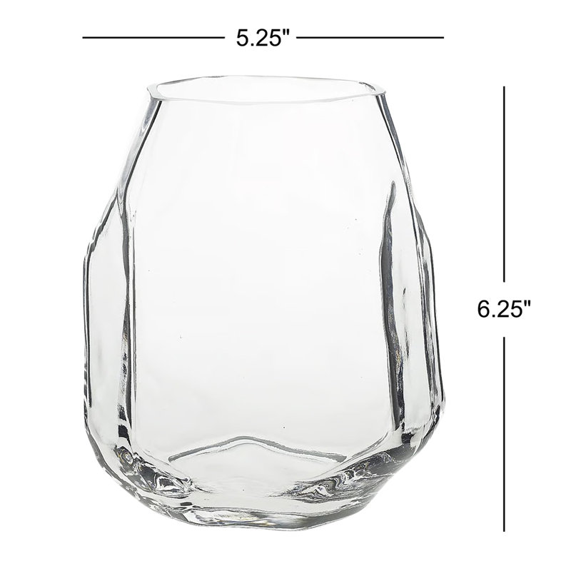 Ardara Handmade Glass Table Vase, 6.25" H x 5.25" W x 5.25" D