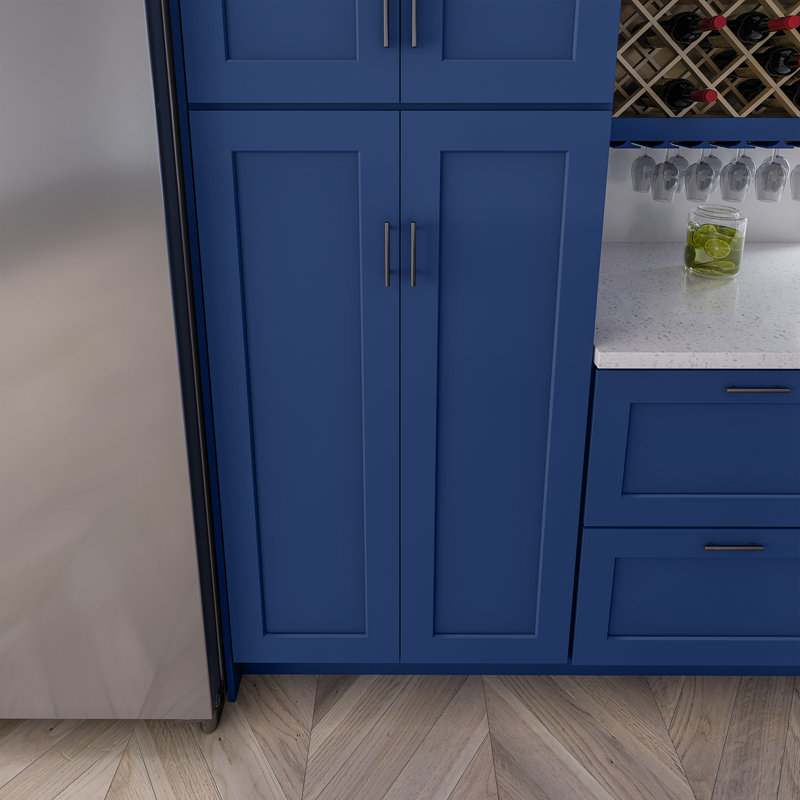 Armoire de cuisine en bois massif prête à assembler, 30", 54", Shaker bleu