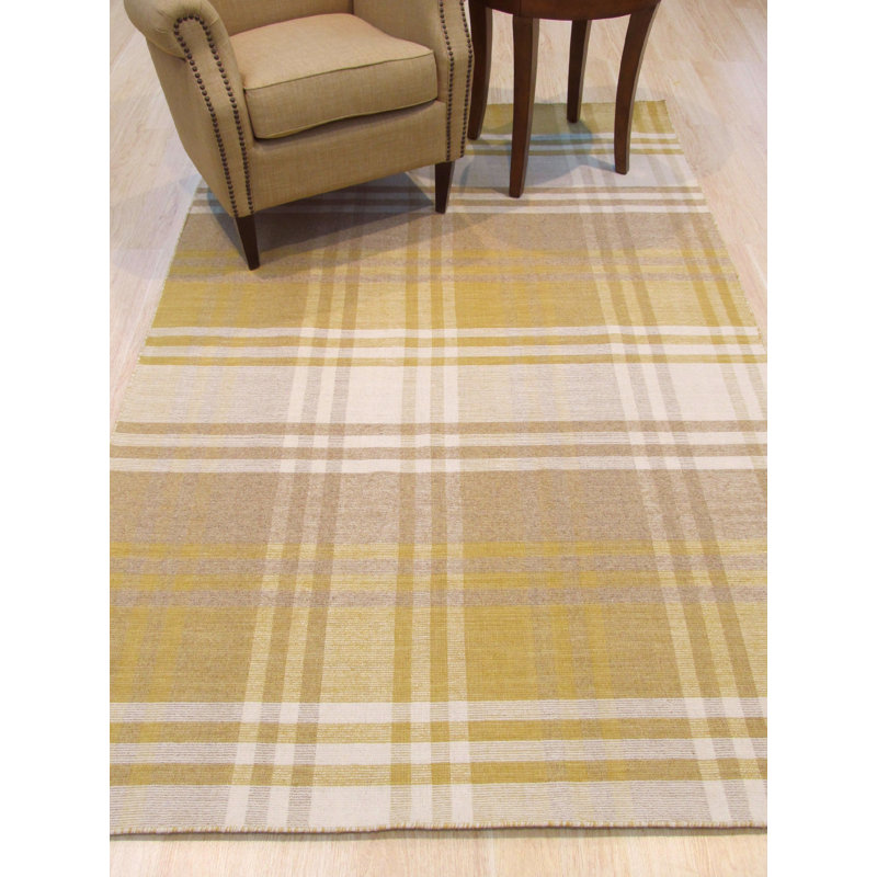 Chelton Yellow Flatweave Wool Area Rug, Rectangle 5' x 8'