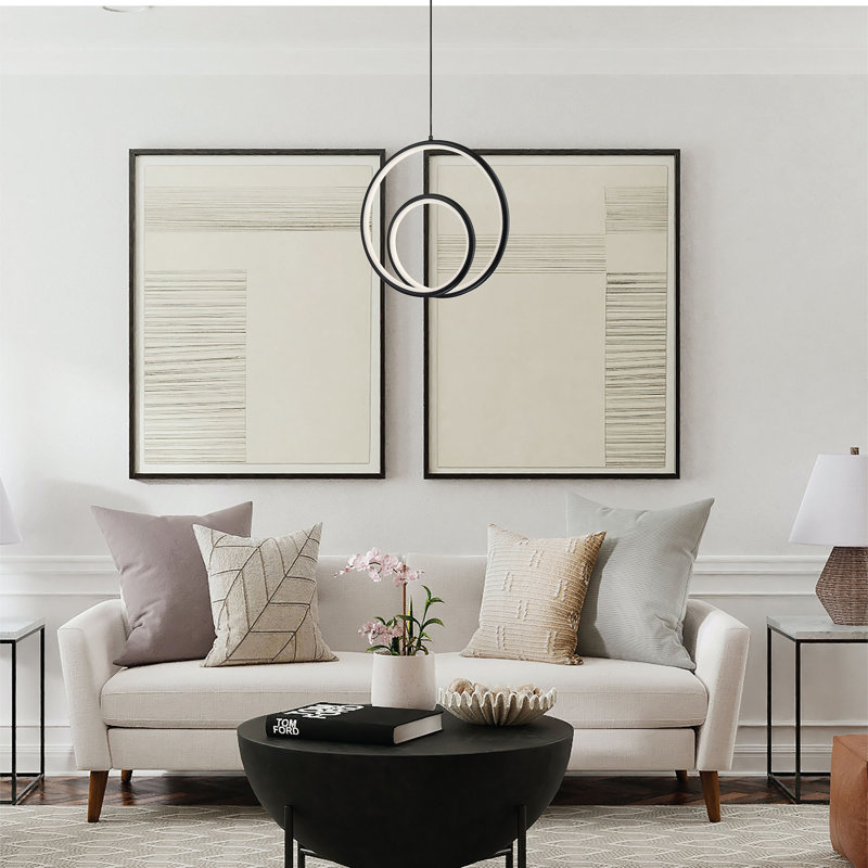 Luminaire suspendu à 1 lumière Faouzi, Noir mat