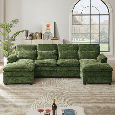 Canapé en U à double couche avec coussins décoratifs Chinelle