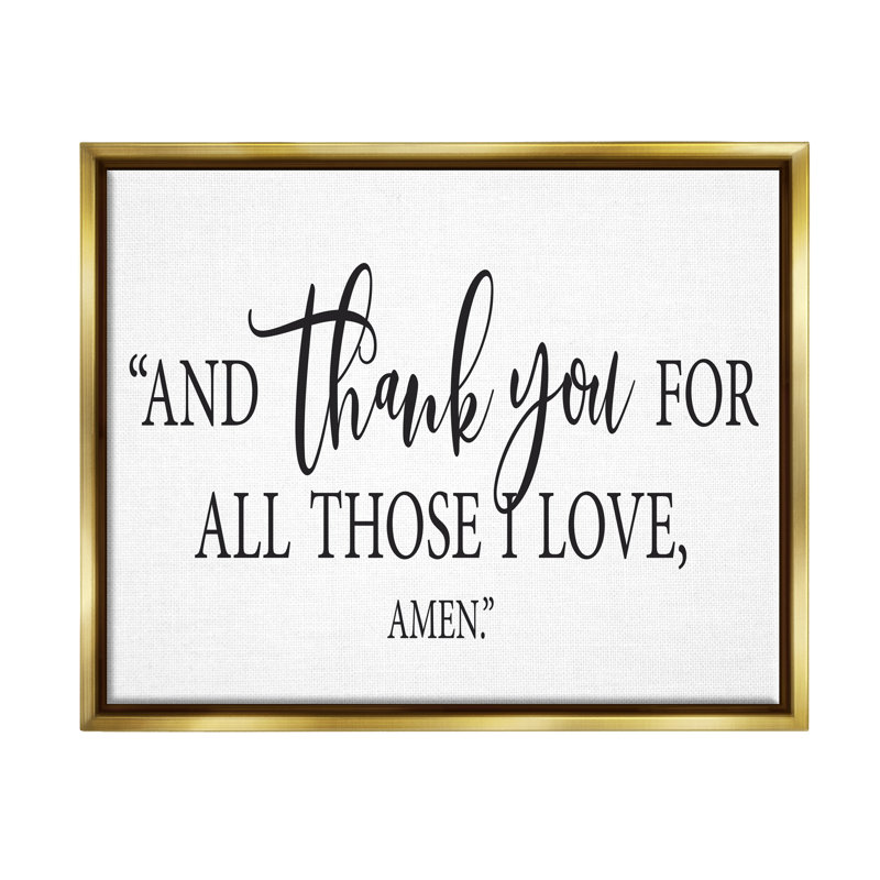 «Thank You for Ceux que j'aime la prière religieuse» par Art textuel, H 25 po x l 31 po x P 1,7 po