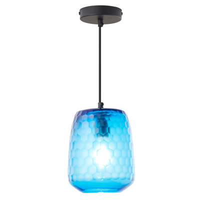 7"W Leah Retro Hand Blown Glass Globe Shade Pendant - Latitude Run®
