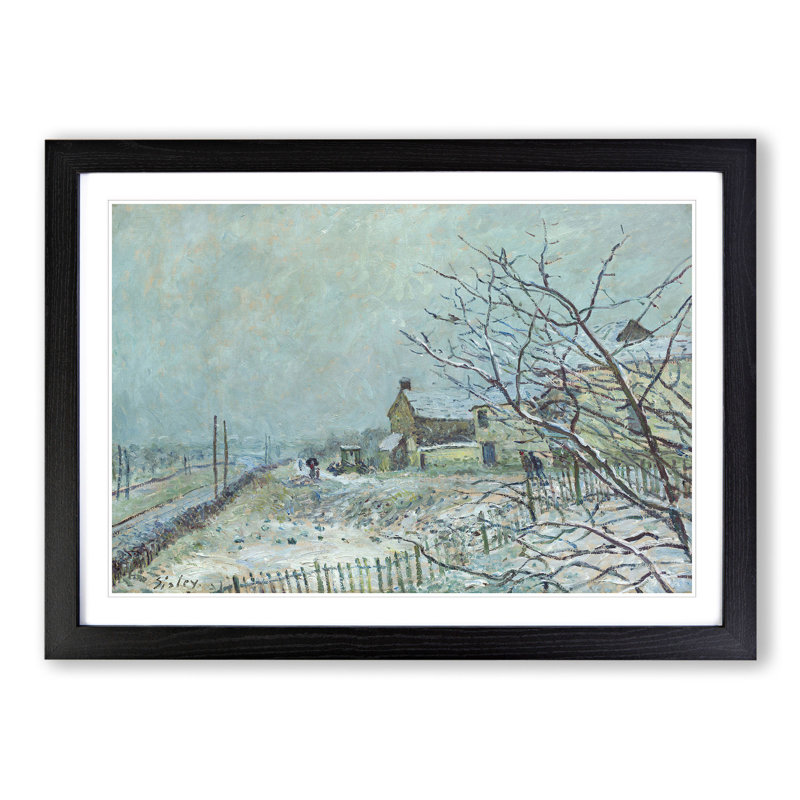 First Snow at Veneux-Nadon by Alfred Sisley - Framed Print, Black Framed, 48cm H x 65cm W x 2cm D