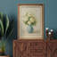 «Cream Rose Arrangement in Blue Porcelain Vase Still Life», reproduction d'art sur toile encadrée-746930979-746930976