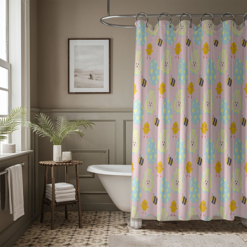 Rideau de douche 1 pièce Pâques, H 74 po x l 71 po