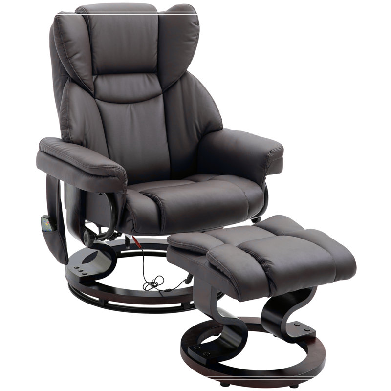 Comfortable Recliner Chair with Ottoman and Multiple Vibration Points for Ultimate Relaxation, Brown