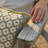 Artisan Hand Loomed Cotton Square Pillow - Gray with Yellow Stitching - 24"-1724909756