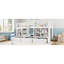 Lit mezzanine simple peu encombrant avec rangement et tableau noir, conception en bois blanc pour enfants