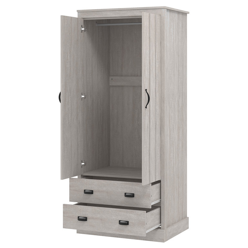 Bristol 2 Door 2 Drawer Wardrobe, Dusty Grey Oak