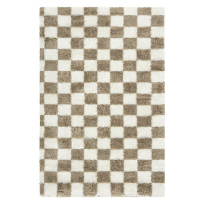 Soft Fluffy Large Rugs for Living Room Shaggy Area Rug Non Slip Modern Checkered Luxury Shag Plush Carpet for Kids Room Bedroom Dorm Home Decor