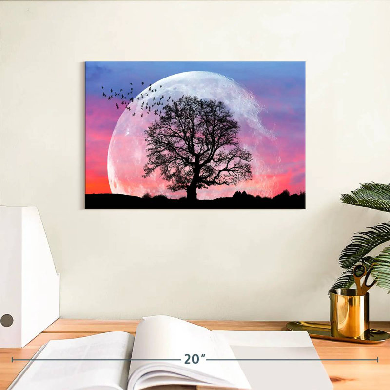 Silhouette d'arbre Harnek et d'oiseaux, H 8 po x l 12 po