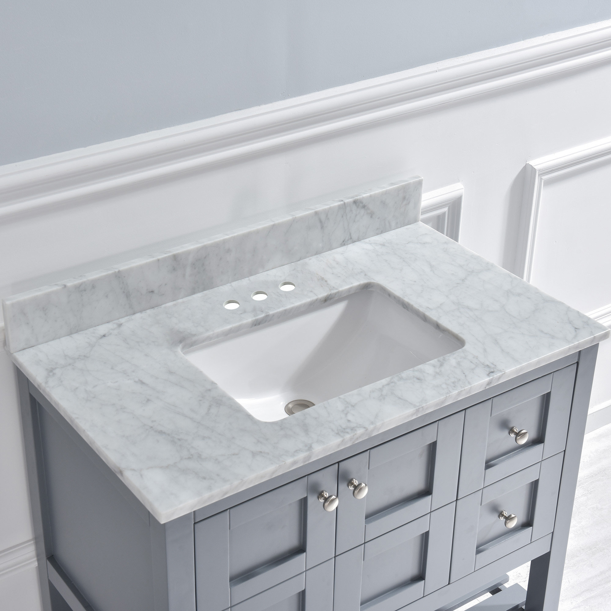 WoodBridge 37'' Stone Single Bathroom Vanity Top with Sink & Reviews ...