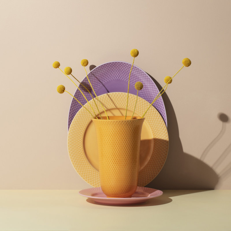 Table Vase, Yellow, 7.9" H x 5.3" W x 5.3" D